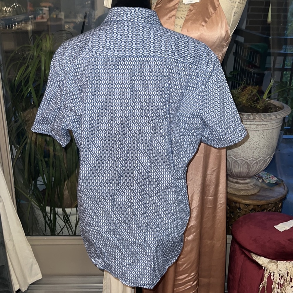 Murano blue mens shortsleeve button down collar business casual dress shirt MED​ - Picture 7 of 10